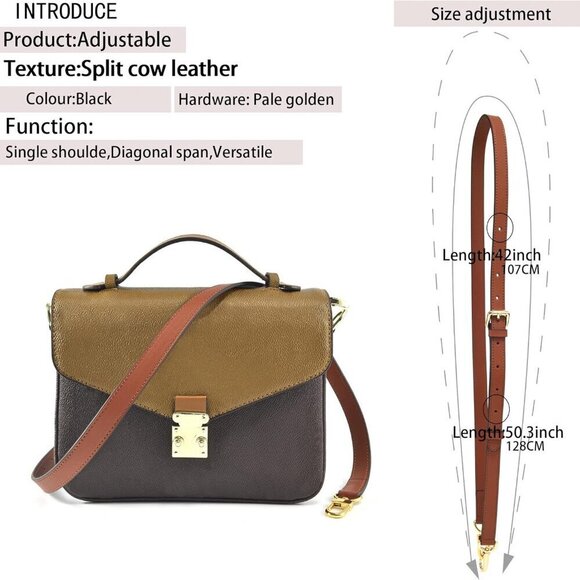 Vachetta Leather Adjustable Crossbody Strap for Women\'s Handbags main image 5